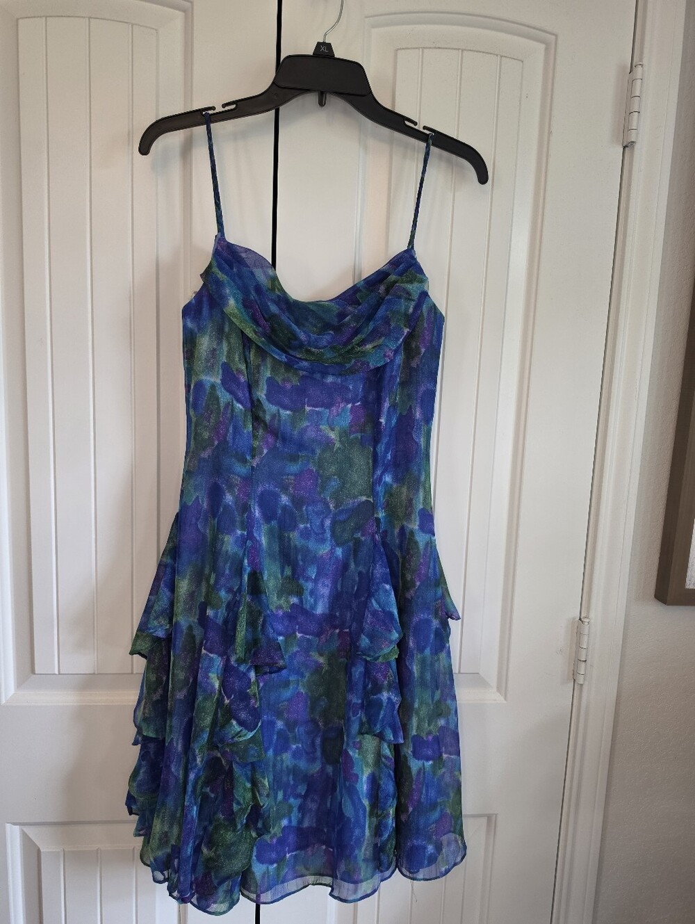Vintage Exquisite Watercolor Cowl Neck Slip Dress Size 6 Y2K Fairy Grunge